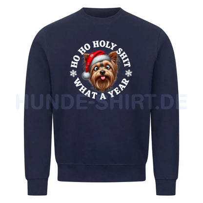 Premium Sweatshirt "Yorkshire Terrier - HO HO..." Navy Blue – hunde-shirt.de