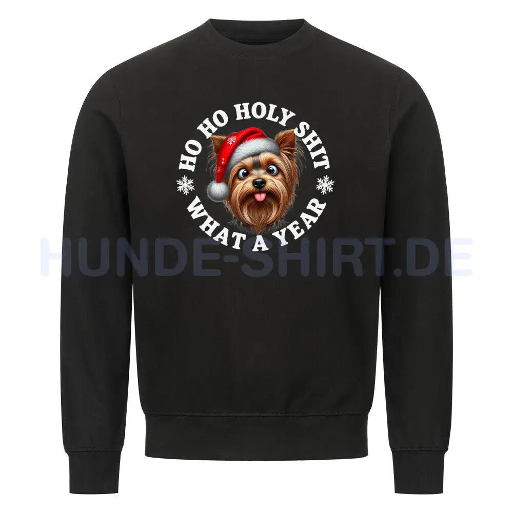 Premium Sweatshirt "Yorkshire Terrier - HO HO..." Schwarz – hunde-shirt.de