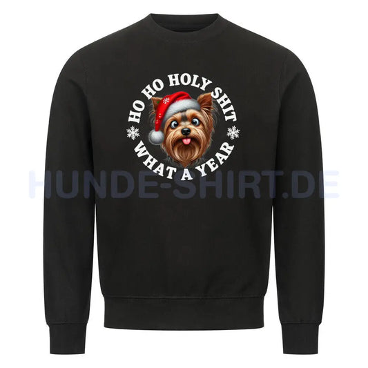 Premium Sweatshirt "Yorkshire Terrier - HO HO..." Schwarz – hunde-shirt.de