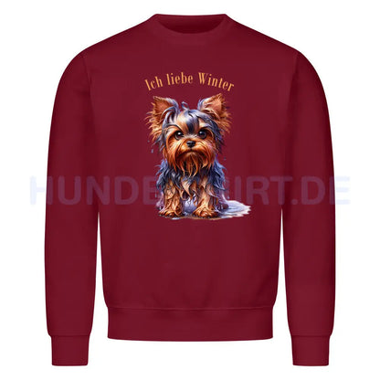 Premium Sweatshirt "Yorkshire Terrier - Ich liebe..." Burgunder – hunde-shirt.de