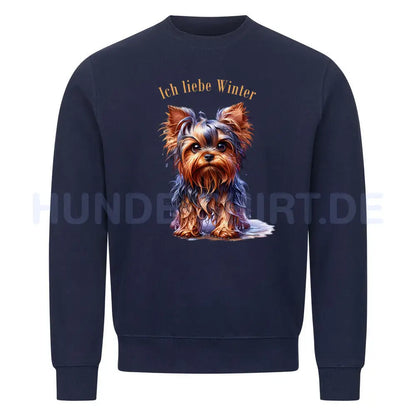 Premium Sweatshirt "Yorkshire Terrier - Ich liebe..." Navy Blue – hunde-shirt.de