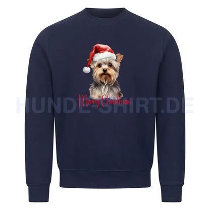 Premium Sweatshirt "Yorkshire Terrier - Merry Christmas" Navy Blue – hunde-shirt.de