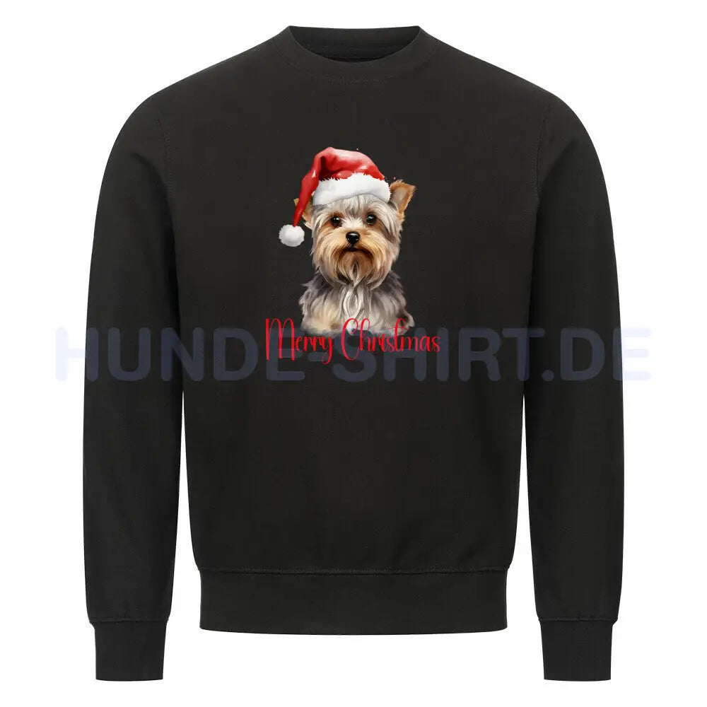 Premium Sweatshirt "Yorkshire Terrier - Merry Christmas" Schwarz – hunde-shirt.de