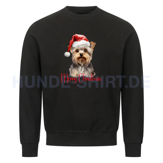 Premium Sweatshirt "Yorkshire Terrier - Merry Christmas" Schwarz – hunde-shirt.de