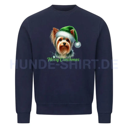 Premium Sweatshirt "Yorkshire Terrier - Merry Grinchmas" Navy Blue – hunde-shirt.de