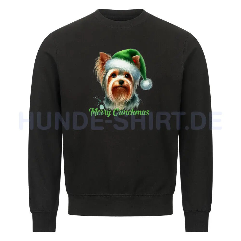 Premium Sweatshirt "Yorkshire Terrier - Merry Grinchmas" Schwarz – hunde-shirt.de