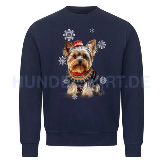 Premium Sweatshirt "Yorkshire Terrier Winter" Navy Blue – hunde-shirt.de