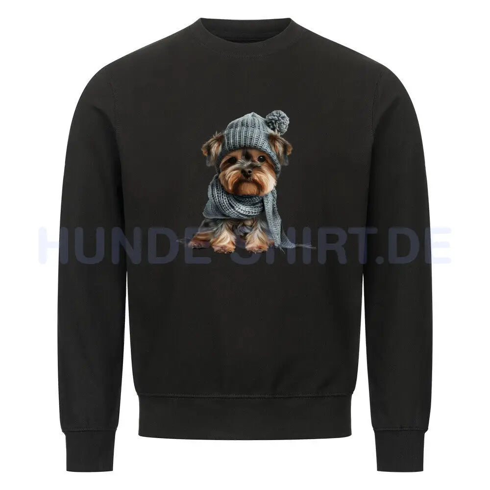 Premium Sweatshirt "Yorkshire Terrier - Winterbub" Schwarz – hunde-shirt.de