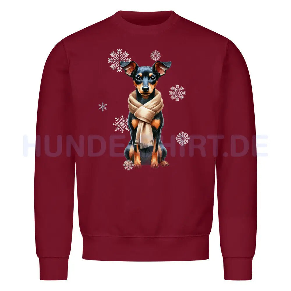 Premium Sweatshirt "Zwergpinscher Winter" Burgunder – hunde-shirt.de