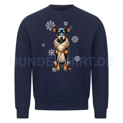 Premium Sweatshirt "Zwergpinscher Winter" Navy Blue – hunde-shirt.de