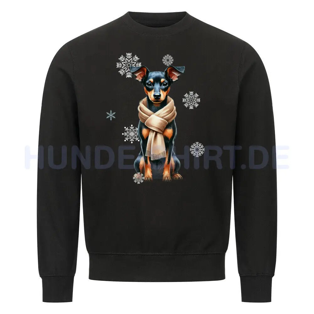 Premium Sweatshirt "Zwergpinscher Winter" Schwarz – hunde-shirt.de