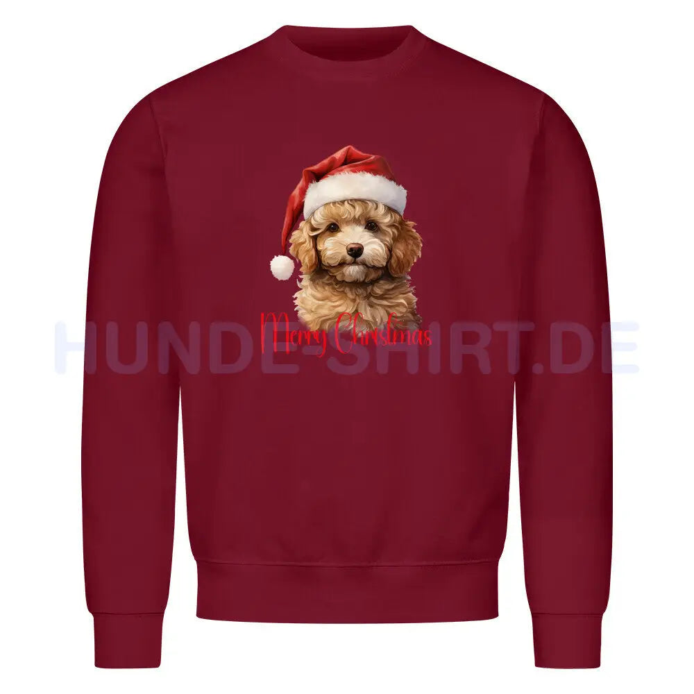 Premium Sweatshirt "Zwergpudel - Merry Christmas" Burgunder – hunde-shirt.de