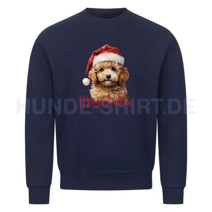 Premium Sweatshirt "Zwergpudel - Merry Christmas" Navy Blue – hunde-shirt.de