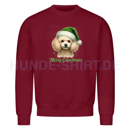 Premium Sweatshirt "Zwergpudel - Merry Grinchmas" Burgunder – hunde-shirt.de