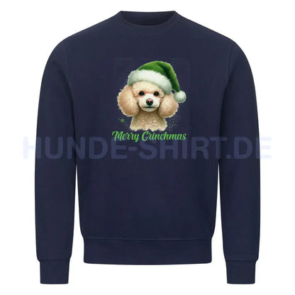 Premium Sweatshirt "Zwergpudel - Merry Grinchmas" Navy Blue – hunde-shirt.de