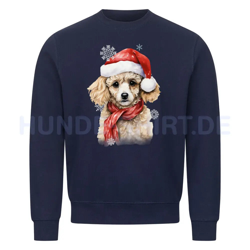 Premium Sweatshirt "Zwergpudel Weihnachten" Navy Blue – hunde-shirt.de