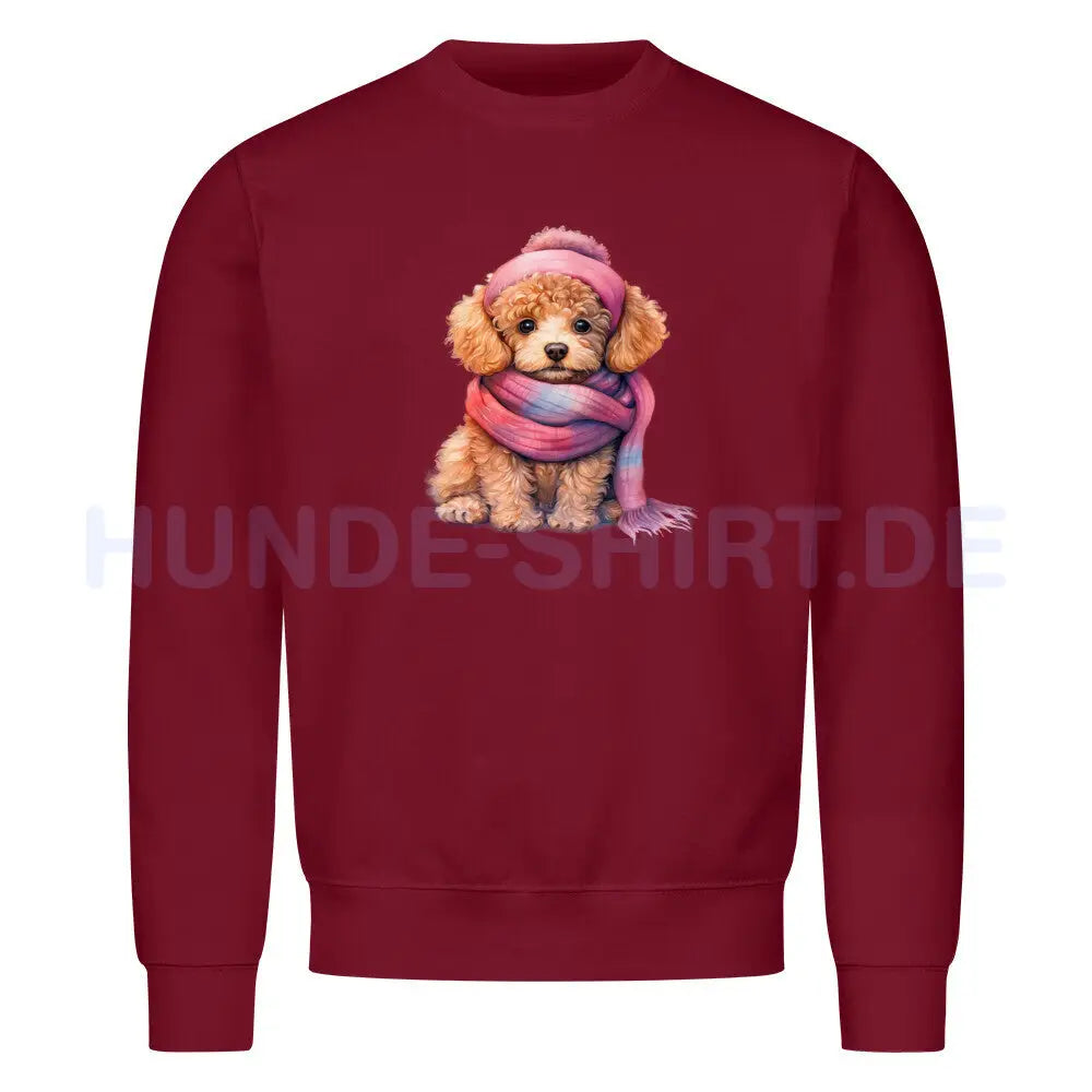 Premium Sweatshirt "Zwergpudel - Wintermädchen" Burgunder – hunde-shirt.de