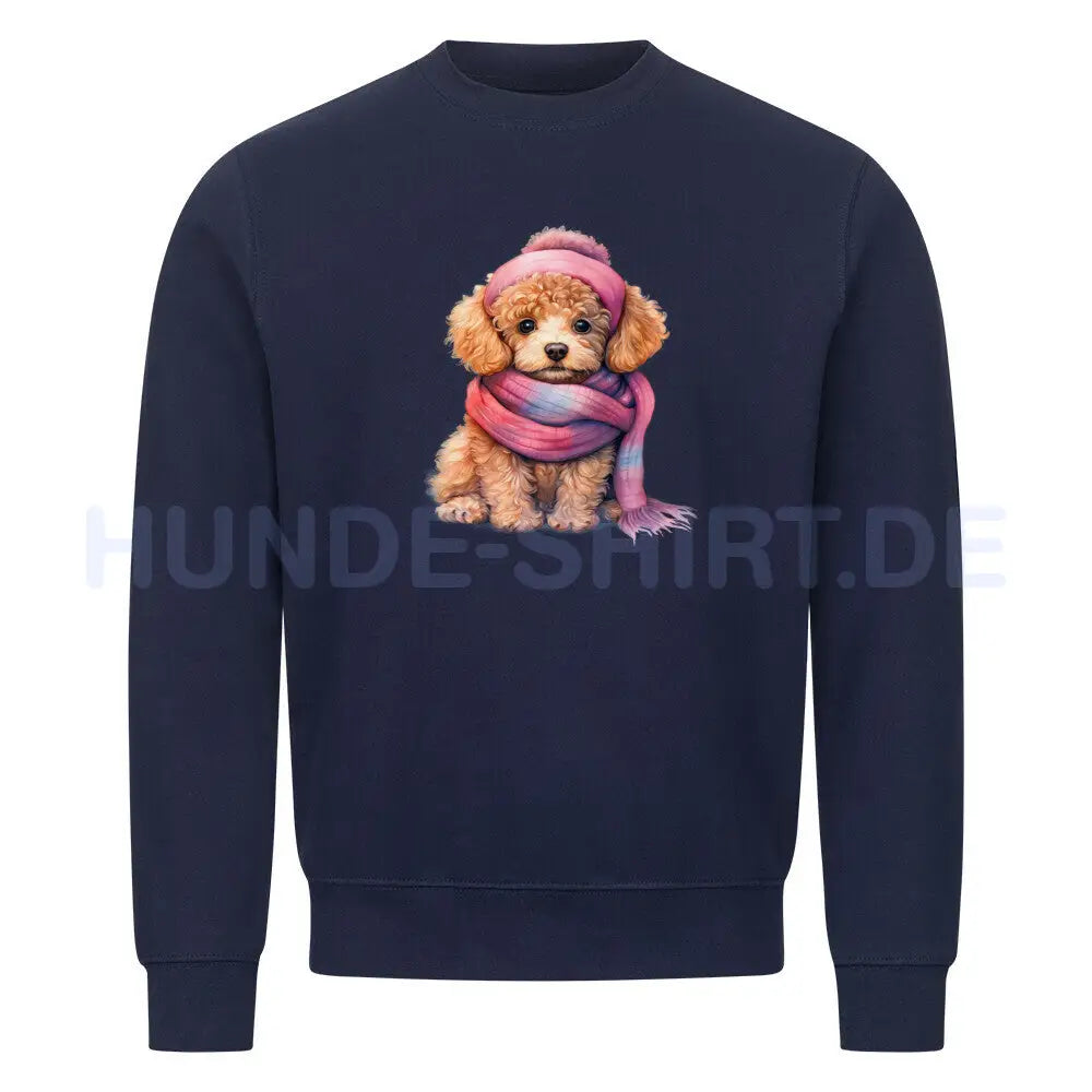 Premium Sweatshirt "Zwergpudel - Wintermädchen" Navy Blue – hunde-shirt.de