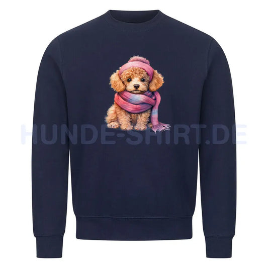 Premium Sweatshirt "Zwergpudel - Wintermädchen" Navy Blue – hunde-shirt.de