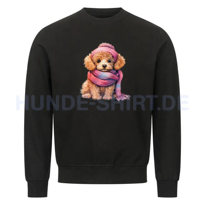 Premium Sweatshirt "Zwergpudel - Wintermädchen" Schwarz – hunde-shirt.de