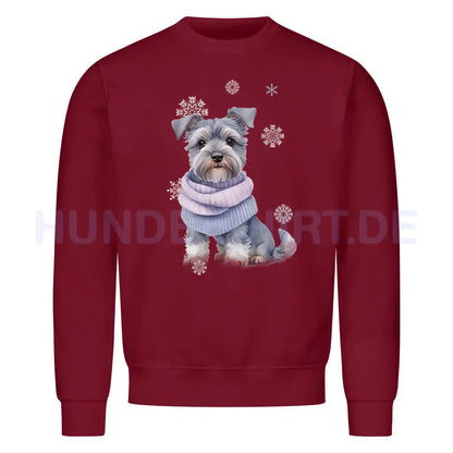 Premium Sweatshirt "Zwergschnauzer Damen Winter" Burgunder – hunde-shirt.de