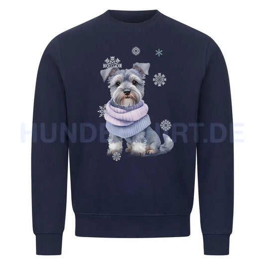 Premium Sweatshirt "Zwergschnauzer Damen Winter" Navy Blue – hunde-shirt.de