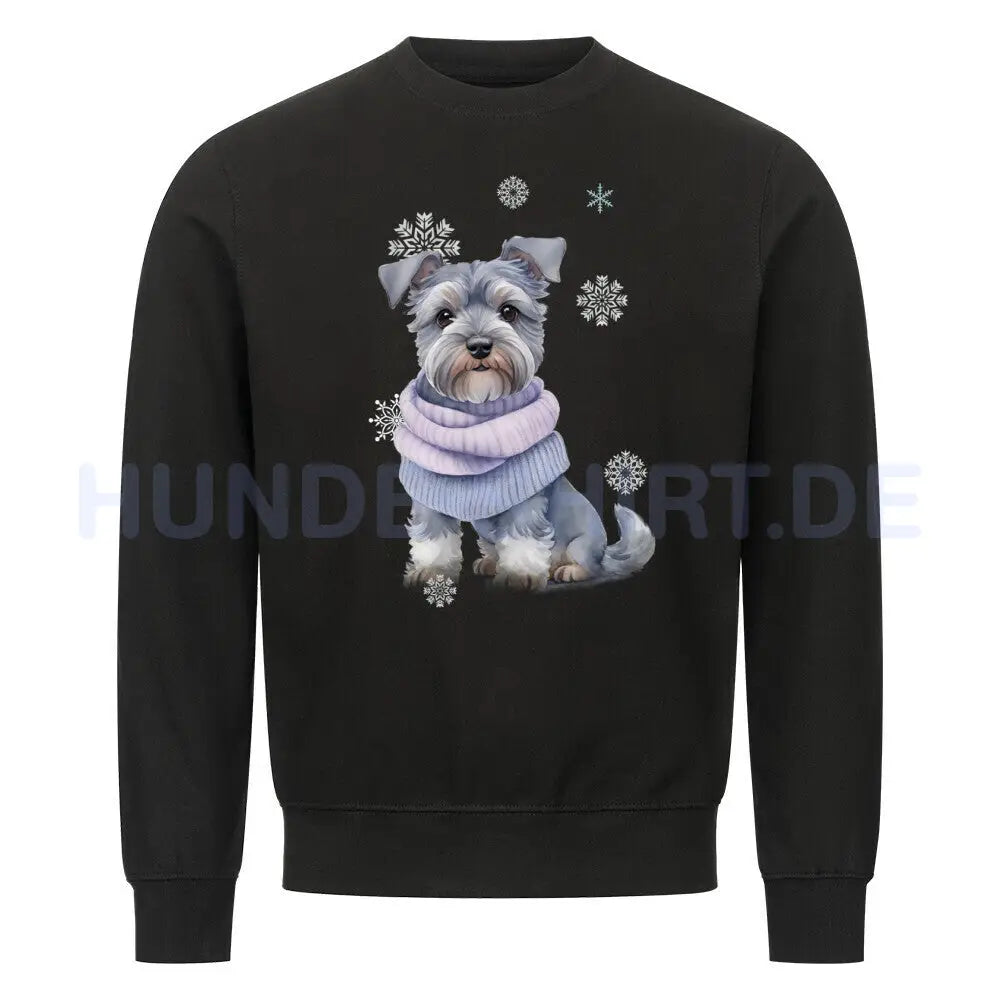 Premium Sweatshirt "Zwergschnauzer Damen Winter" Schwarz – hunde-shirt.de