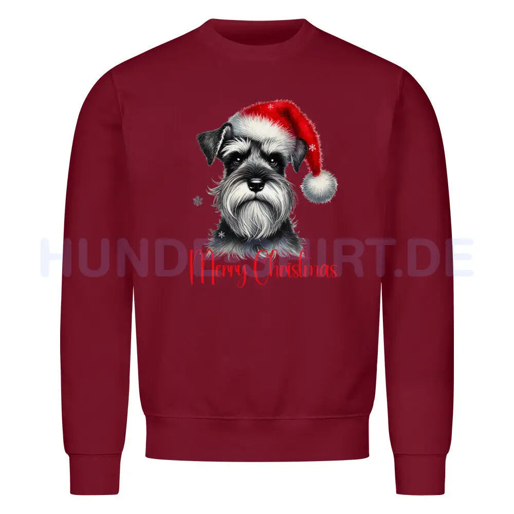 Premium Sweatshirt "Zwergschnauzer - Merry Christmas" Burgunder – hunde-shirt.de