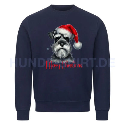 Premium Sweatshirt "Zwergschnauzer - Merry Christmas" Navy Blue – hunde-shirt.de