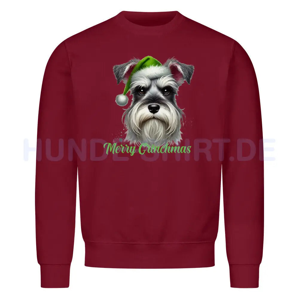 Premium Sweatshirt "Zwergschnauzer - Merry Grinchmas" Burgunder – hunde-shirt.de