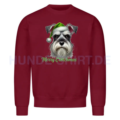 Premium Sweatshirt "Zwergschnauzer - Merry Grinchmas" Burgunder – hunde-shirt.de