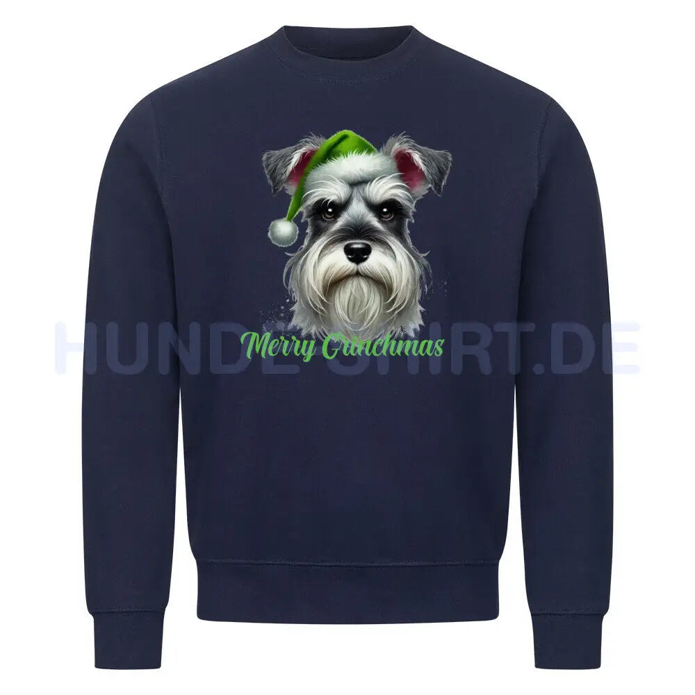 Premium Sweatshirt "Zwergschnauzer - Merry Grinchmas" Navy Blue – hunde-shirt.de