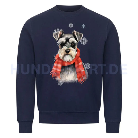 Premium Sweatshirt "Zwergschnauzer Winter" Navy Blue – hunde-shirt.de