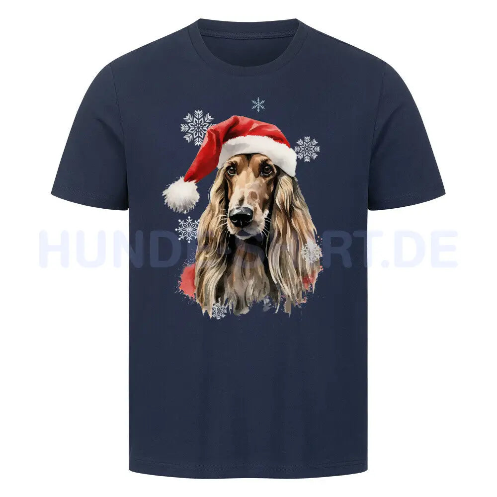 Premium T-Shirt "Afghanischer Windhund Christmas" French Navy – hunde-shirt.de