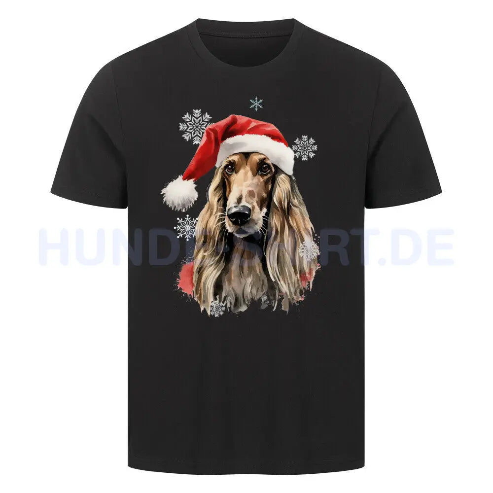 Premium T-Shirt "Afghanischer Windhund Christmas" Schwarz – hunde-shirt.de