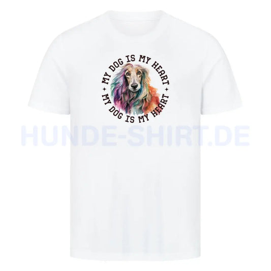 Premium T-Shirt " Afghanischer Windhund HEART" Weiß – hunde-shirt.de