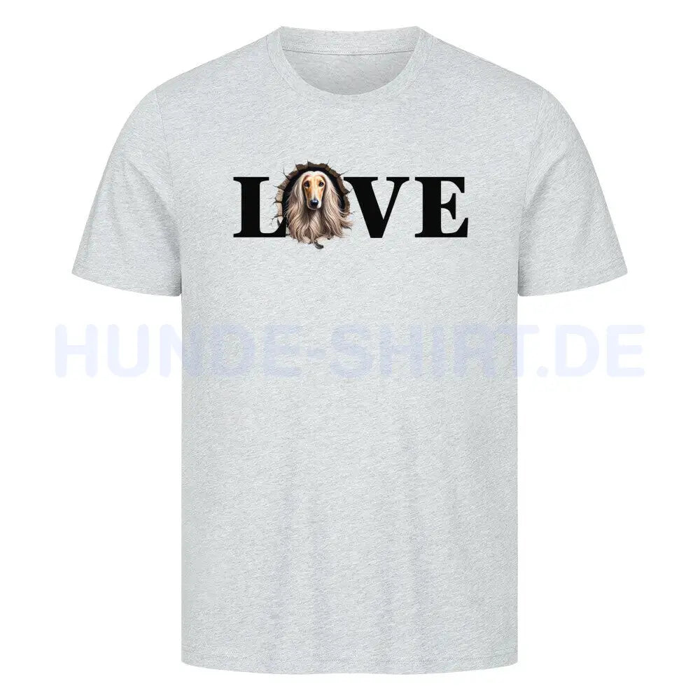 Premium T-Shirt "Afghanischer Windhund LOVE" Heather Grey – hunde-shirt.de