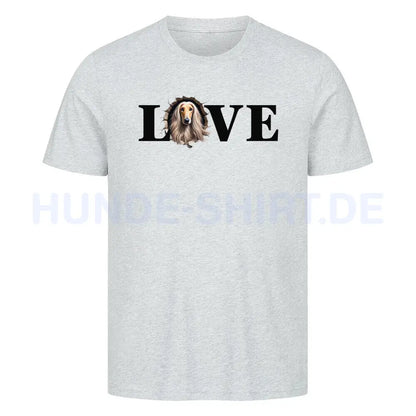 Premium T-Shirt "Afghanischer Windhund LOVE" Heather Grey – hunde-shirt.de