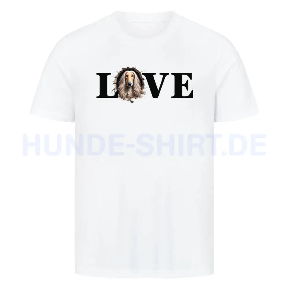 Premium T-Shirt "Afghanischer Windhund LOVE" Weiß – hunde-shirt.de