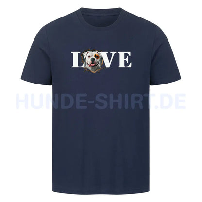 Premium T-Shirt "American Bulldog - LOVE" French Navy – hunde-shirt.de