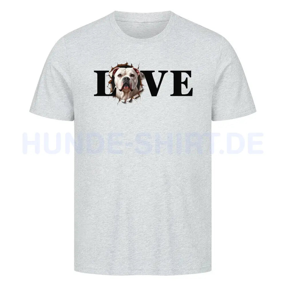 Premium T-Shirt "American Bulldog LOVE" Heather Grey – hunde-shirt.de