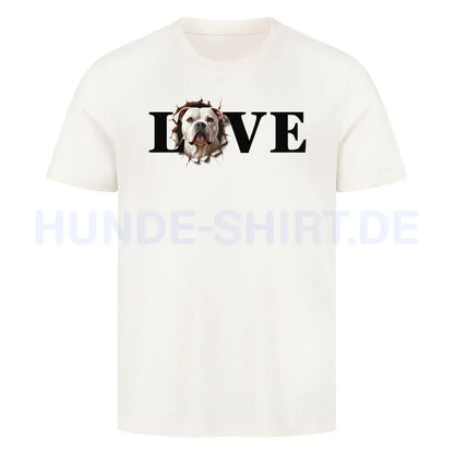 Premium T-Shirt "American Bulldog LOVE" Natural Raw – hunde-shirt.de