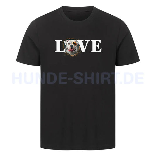 Premium T-Shirt "American Bulldog - LOVE" Schwarz – hunde-shirt.de