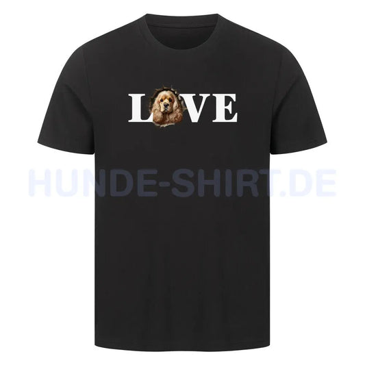 Premium T-Shirt "American Cocker - LOVE" Schwarz – hunde-shirt.de