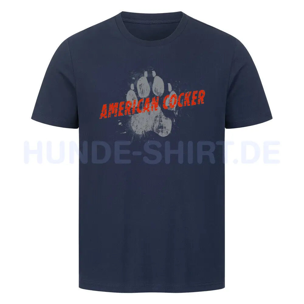 Premium T-Shirt "American Cocker - PAW" French Navy – hunde-shirt.de