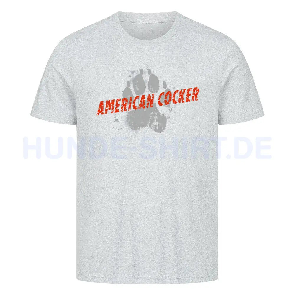 Premium T-Shirt "American Cocker - PAW" Heather Grey – hunde-shirt.de