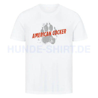 Premium T-Shirt "American Cocker - PAW" Weiß – hunde-shirt.de