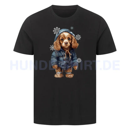 Premium T-Shirt "American Cocker WINTER" Schwarz – hunde-shirt.de