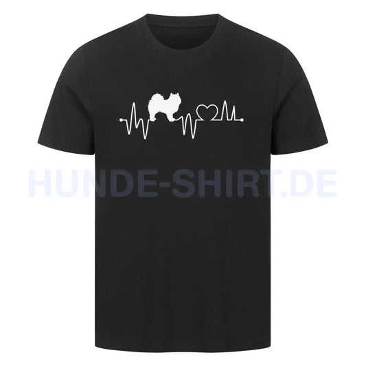 Premium T-Shirt "American Eskimo - Heartbeat" Schwarz – hunde-shirt.de