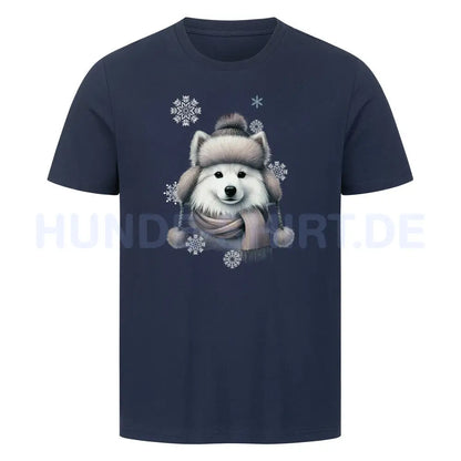 Premium T-Shirt "American Eskimo Winter" French Navy – hunde-shirt.de